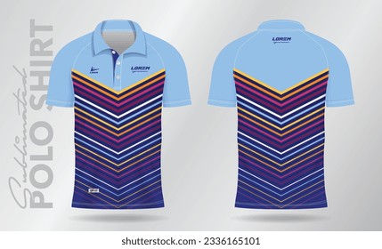 colorful sublimation Polo Shirt mockup template design for badminton jersey, tennis, soccer, football or sport uniform