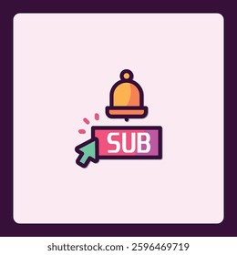 Colorful subscription notification icon with cursor activation prompt