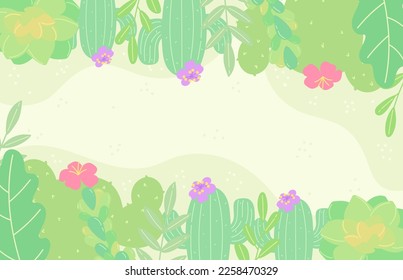 Colorful succulents and cactus  design for spring frame vector illustration. Best for invitation and greetings card