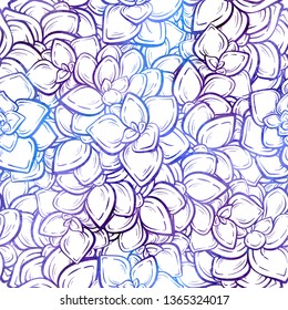 Colorful succulents vector seamless pattern. Vibrant vector floral background