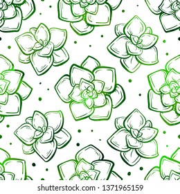 Colorful succulents vector seamless pattern. Vibrant vector floral background