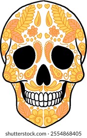 Colorful Sugar Skull Design Celebrating Mexican Day of the Dead Tradition