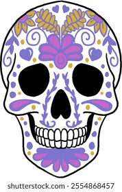 Colorful Sugar Skull Design Celebrating Mexican Day of the Dead Tradition