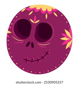 Colorful sugar skull face with flowers, Vector