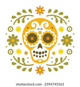 Colorful Sugar Skull Vector Illustration for Day of the Dead