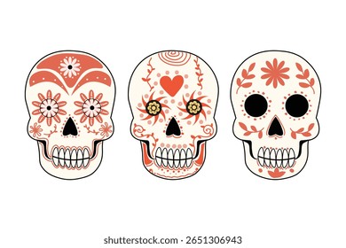 Colorful sugar skulls for Dia de Muertos celebration