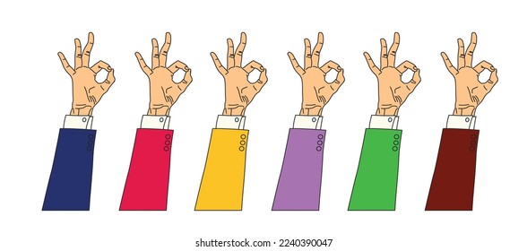 Colorful suit hands and sleeves, vector illustration, white background 