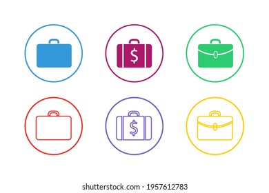 Colorful Suitcase Icon Set Stylish design