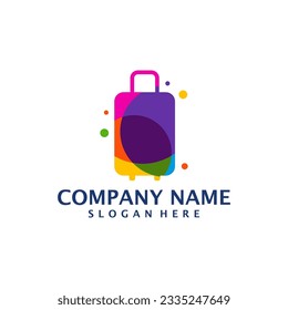 Colorful Suitcase logo design vector. Suitcase logo design template concept