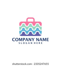 Vector de diseño del logotipo de la maleta colorida. Concepto de plantilla de diseño de logotipo en mayúsculas