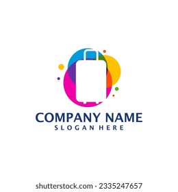 Colorful Suitcase logo design vector. Suitcase logo design template concept