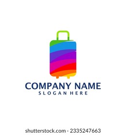 Colorful Suitcase logo design vector. Suitcase logo design template concept