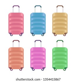 Colorful suitcases icons. Vector illustration.