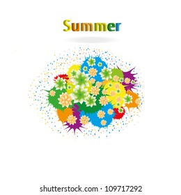 Colorful summer backdrop with flowers