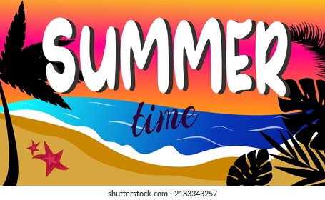 Colorful summer background banner design. Greeting card, horizontal poster