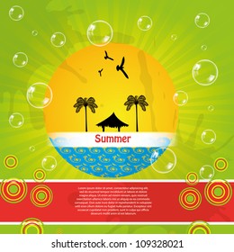 Colorful summer background with bubbles