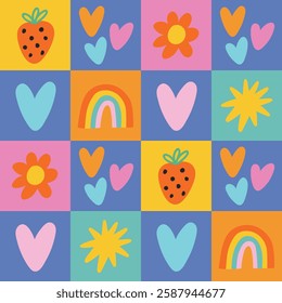 Colorful Summer Background Checkered Summer Pattern