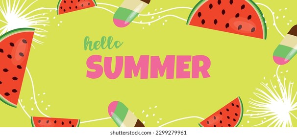 Colorful summer background design banners. summer
  background. Horizontal poster, greeting card, header for the site.