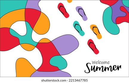 Colorful summer background layout banner design. Horizontal poster, greeting card, header for website. Eps10