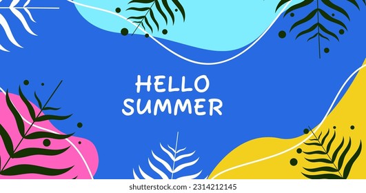 Colorful summer background layout banner design, flat style vector design for summer banner