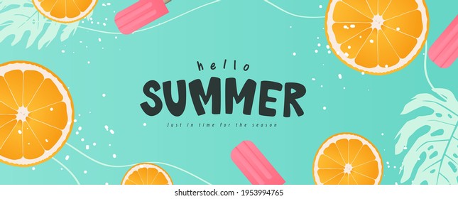 Thiết kế banner bố trí nền mùa hè đầy màu sắc. Poster ngang, thiệp chúc mừng, tiêu đề cho trang web