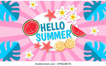 Diseño de carteles de diseño de fondo de verano colorido. Afiche horizontal, tarjeta de saludo, encabezado para el sitio web.
EPS vectorial de archivo.