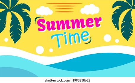 Diseño de carteles de diseño de fondo de verano colorido. Afiche horizontal, tarjeta de saludo, encabezado para el sitio web.
EPS vectorial de archivo.