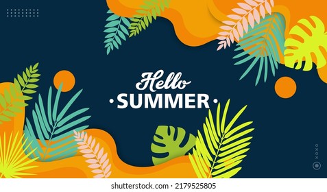 Colorful Summer background layout banners design. Horizontal poster, greeting card, header for website