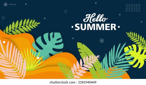 Farbiges Sommer-Hintergrund Layout Banner Design. Horizontales Poster, Grußkarte, Kopfzeile für die Website