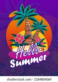 Colorful Summer background layout banners design. Horizontal poster, greeting card, header for website
