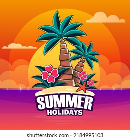 Colorful Summer background layout banners design. Horizontal poster, greeting card, header for website