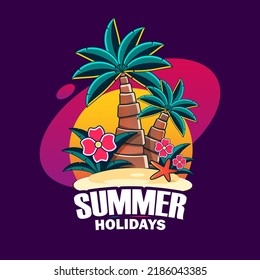 Diseño de carteles de diseño de fondo de verano colorido. Afiche horizontal, tarjeta de saludo, cabecera del sitio web