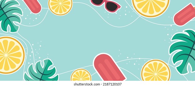 Colorful Summer background layout banners design. Horizontal poster, greeting card, header for website.