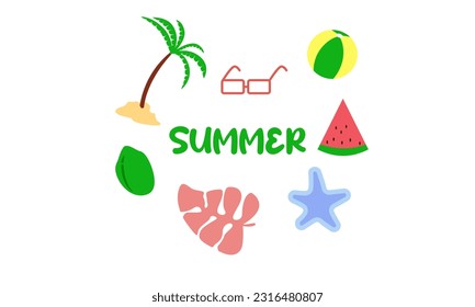 Colorful Summer background layout banners design. Horizontal poster, greeting card, header for website