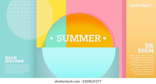 Colorful Summer background layout banners design. Template 3D product display cylindrical shape. Horizontal poster, greeting card, header website sale ad promotion..