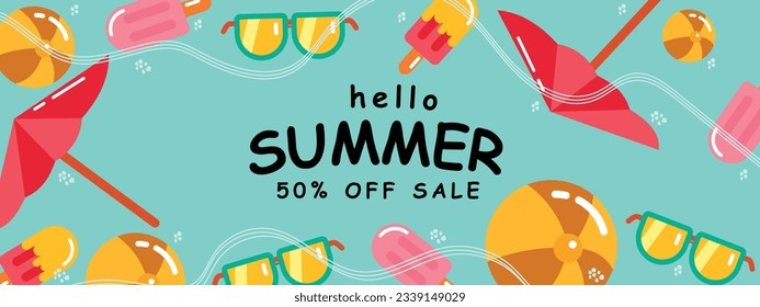 Colorful Summer background layout banners design. Horizontal poster, greeting card, header for website. EPS 10