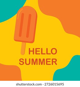 Farbenfrohe Sommer Hintergrund Layout Banner Design. Sommerzeitverkauf oder Hallo Sommerplakat mit Eis. Horizontales Poster, Grußkarte, Kopfzeile für Website.