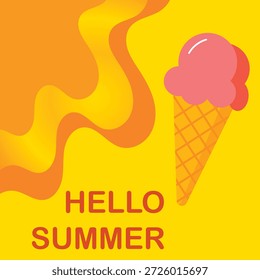 Farbenfrohe Sommer Hintergrund Layout Banner Design. Sommerzeitverkauf oder Hallo Sommerplakat mit Eis. Horizontales Poster, Grußkarte, Kopfzeile für Website.