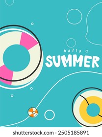 Colorful Summer background layout design. Potrait poster, greeting card, Summer vibes background vector.