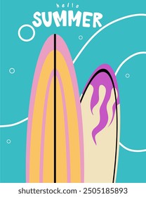 Diseño colorido del diseño del fondo del verano. Póster de retrato, tarjeta de felicitación, fondo de vibraciones de verano.