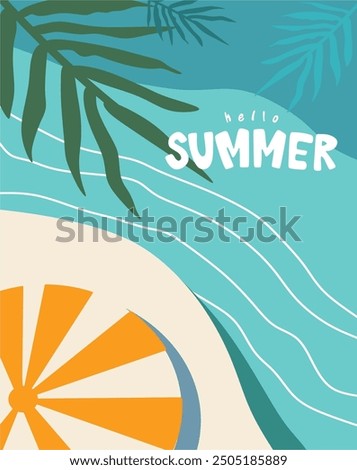 Colorful Summer background layout design. Potrait poster, greeting card, Summer vibes background vector.