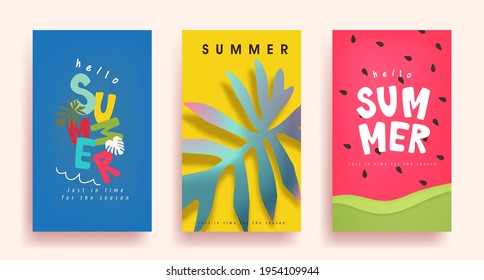 Colorful Summer background layout poster banner design.