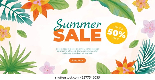 Colorful Summer background. summer sale template. vector illustration design. summer Sale promotional vector illustration. Design for social media banner, poster, email, newsletter, ad, leaflet.