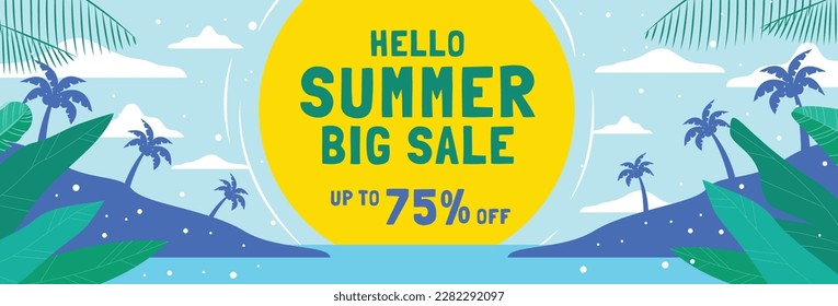 Colorful Summer background. summer sale template. vector illustration design. summer Sale promotional vector illustration. Design for social media banner, poster, email, newsletter, ad, leaflet.