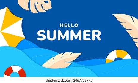 Colorful summer background. Summer seasonal geometric banner. Vector illustration