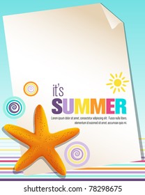 Colorful summer background with starfish