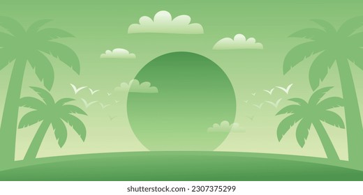 colorful summer background with sunset shades and palm tree icons. vector illustration for promotional banners, greeting cards, posters, social media and web.