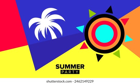 colorful summer background theme design. vector illustration. hd layout, brochure, banner, poster, greeting card template