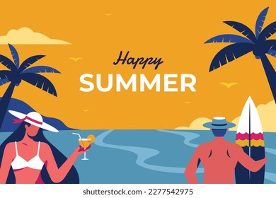 Farbiger Sommerhintergrund. Vektorgrafik-Design.