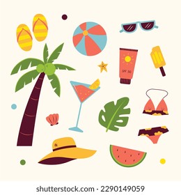 Colorful Summer background. vector illustration design. summer elements. summer time. Summer concept design. colorful design.